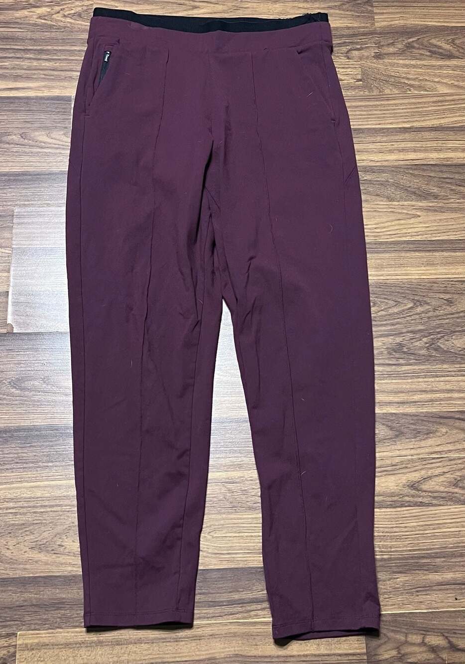 Athleta Pants Womens Maroon Venice Pintuck Stretch Zip Pockets Pull On Medium